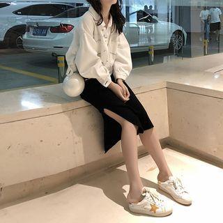 Shirt Jacket / Spaghetti Strap Midi A-line Dress / Set