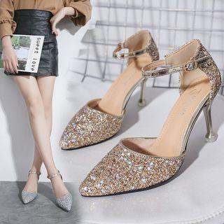 Ankle Strap Sequin Pumps