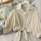 Tie-hem Loose Light Shirt In 5 Colors
