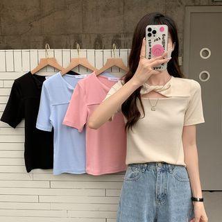 Short-sleeve Knot Cut-out Top