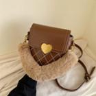 Fluffy Top Handle Flap Bucket Bag
