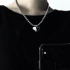 Heart Pendant Necklace 1pc - Black & White - One Size
