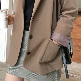 Dual-pocket Loose-fit Blazer Cocoa - One Size
