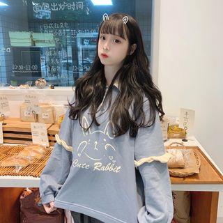 Cartoon Print Polo Pullover