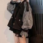Sheer Panel Button Jacket