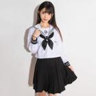 Sailor Collar Blouse / Pleated A-line Skirt