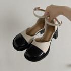 Ankle-strap Cap-toe Chunky-heel Sandals