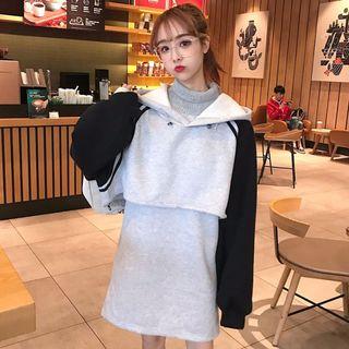 Mock Two Piece Mini Hoodie Dress