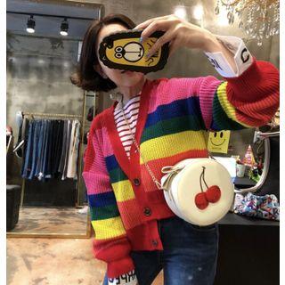 Color Block Cardigan As Shown In Figure - One Size