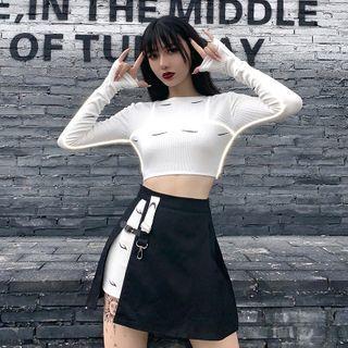 Reflective Trim Knit Top / Mini Skirt / Set