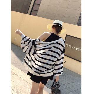 Striped Open-front Knit Jacket