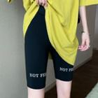 Lettering High-waist Bicycle Shorts