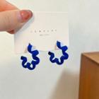 Flocking Coil Alloy Open Hoop Earring 1 Pair - Blue - One Size