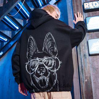 Brushed Fleece-lining Loose-fit Printed Hoodie