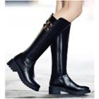 Faux Leather Double Buckled Platform Over-the-knee Boots