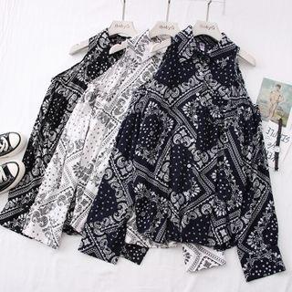 Off-shoulder Printed Loose Light Shirt