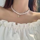 Faux Gemstone Pendant Faux Pearl Choker