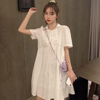 Bow Detail Short-sleeve Blouse / Collared Dress