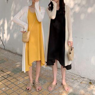 Long Cardigan / Spaghetti-strap Dress