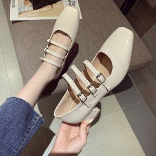 Buckled Low-heel Mary Jane Pumps