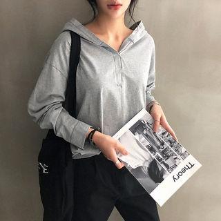 Half-placket M Lange Hoodie Gray - One Size