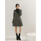 Double-breasted Pleated Hem Coatdress