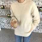 Plain Loose-fit Knitted Pullover