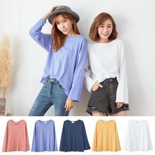 Drop Shoulder Plain T-shirt