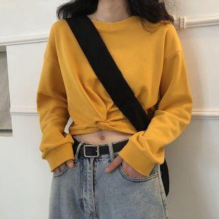 Plain Long-sleeve Cropped Sweatshirt