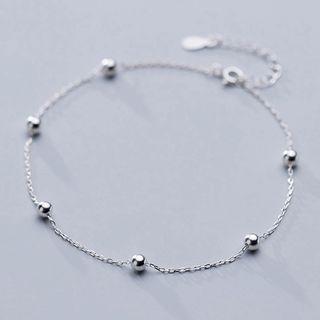 925 Sterling Silver Bead Anklet S925 Silver - As Shown In Figure - One Size
