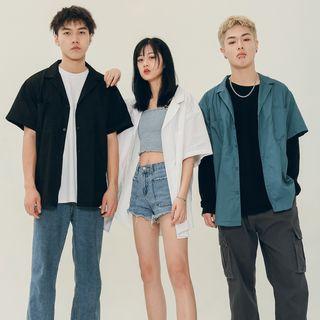 Couple Short-sleeved Plain Shirt