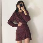 Flower Print Long-sleeve Mini Dress