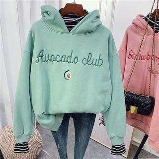 Mock Two-piece Fruit Embroidered Hoodie