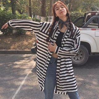 Stripe Long-sleeve Chiffon Jacket
