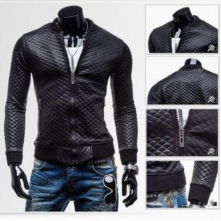 Genuine-leather Quilted Jacket