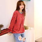 Drop-shoulder Stripe Oversized T-shirt