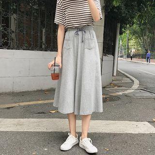 High Waist Drawstring Midi Skirt