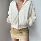 Collared Fluffy Zip-up Jacket