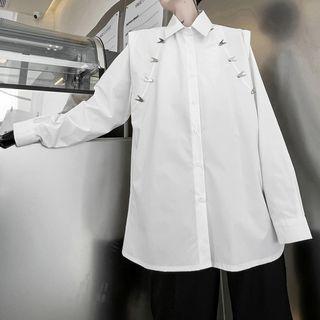 Long Sleeve Metal Detail Oversized Shirt