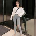 Open Back Long-sleeve T-shirt / Distressed Pants