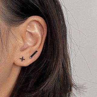 Geometric Asymmetrical Earring 1 Pair - Black - One Size