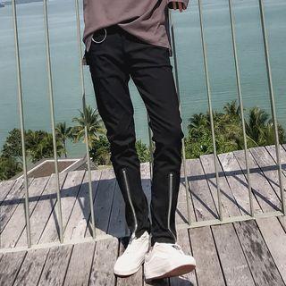 Zip Front Slim Fit Pants