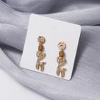 Deer Drop Earring 1 Pair - Deer Earrings - Gold - One Size