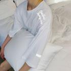 Elbow-sleeve Reflective Lettering T-shirt