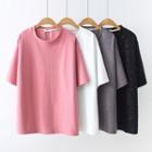 Metallic Patterned Elbow-sleeve T-shirt
