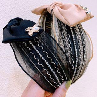Mesh Rhinestone Bow Headband