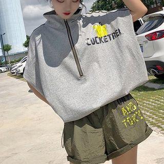 Print Short-sleeve Zip T-shirt