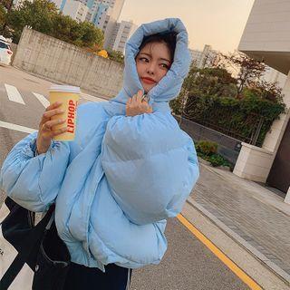 Hooded Balloon-sleeve Pastel Padded Jacket