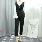 Band-waist Jumper Pants With Sash