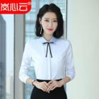 Shirt / Cropped Dress Pants / Fitted Mermaid Skirt / Ribbon Bow Tie / Set